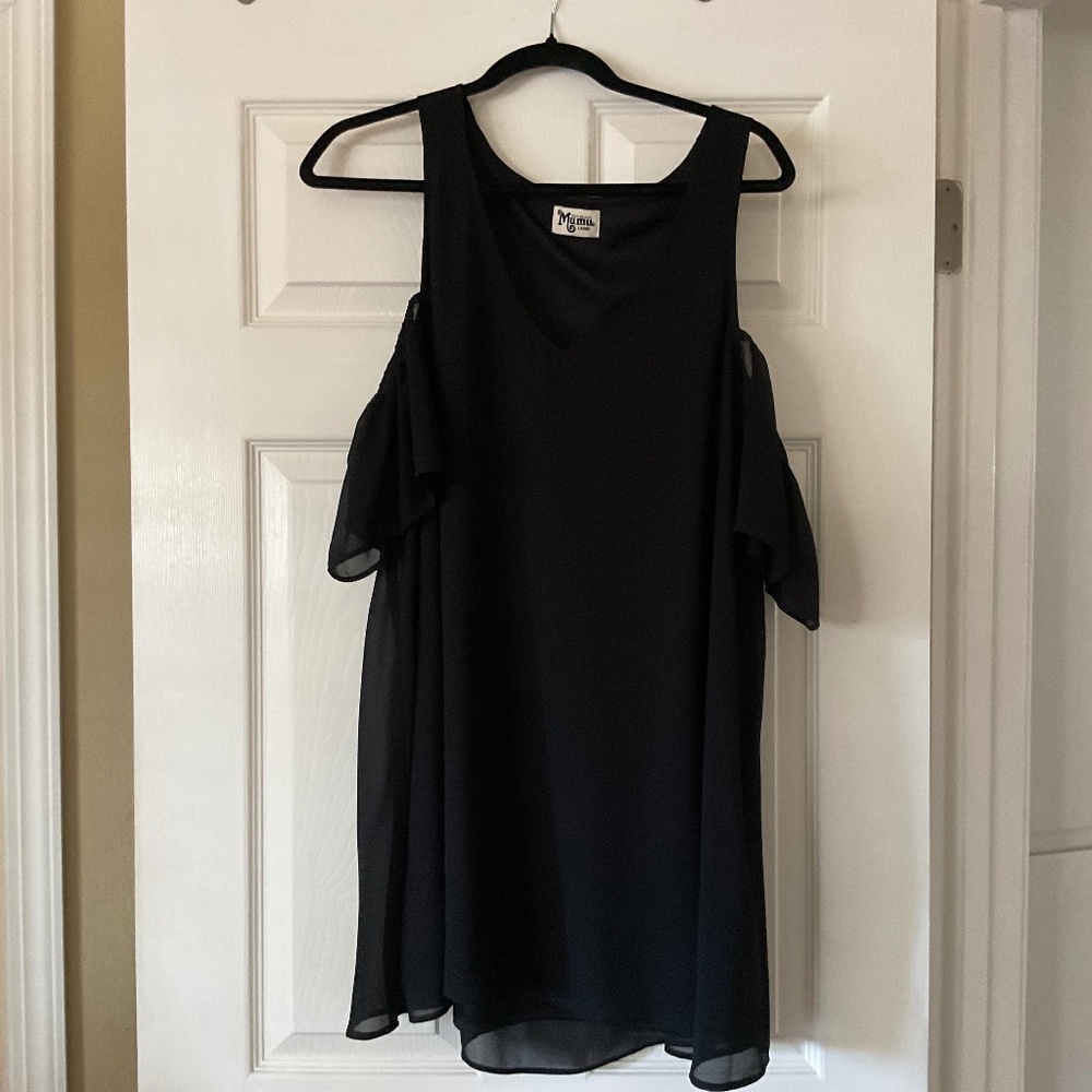 Show Me Your Mumu Birdie Black Lined Ruffle Dress in L